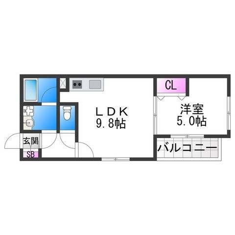 拡大写真:Mi・Casa阿倍野昭和町 3階301の間取り