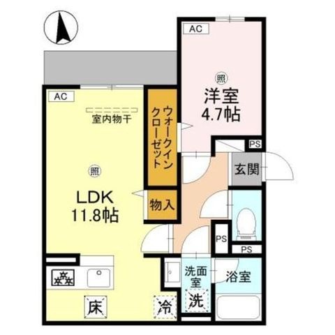 拡大写真:fleur長居2丁目 1階102の間取り