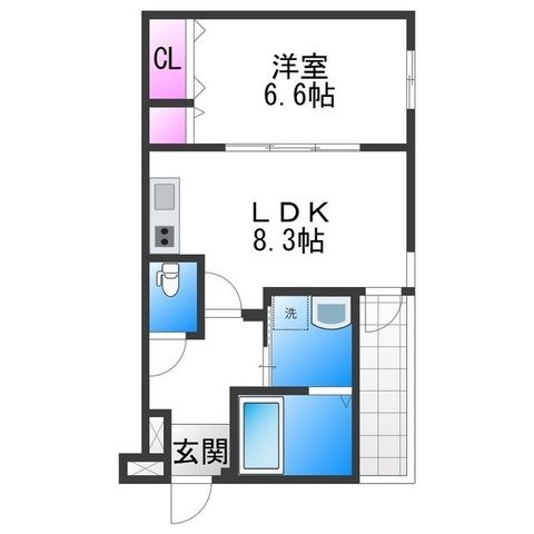 拡大写真:フジパレス松虫通WEST 2階201の間取り