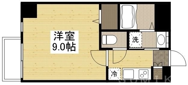 拡大写真：月光　岡山市役所前 7階702の間取り