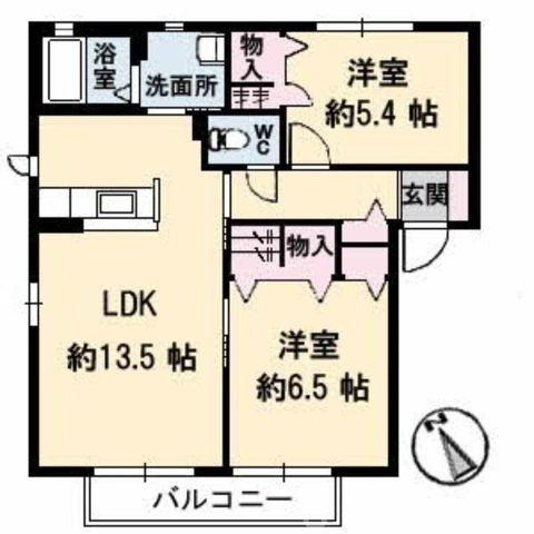 拡大写真:ラ・パルテール福田 伍番館 2階202の間取り