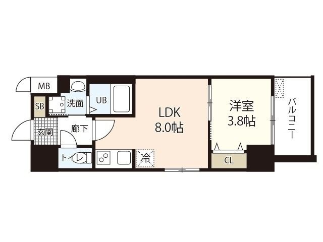 拡大写真:S-RESIDENCE表町 3階306の間取り