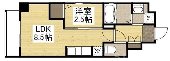 拡大写真:月光 千日前 7階702の間取り