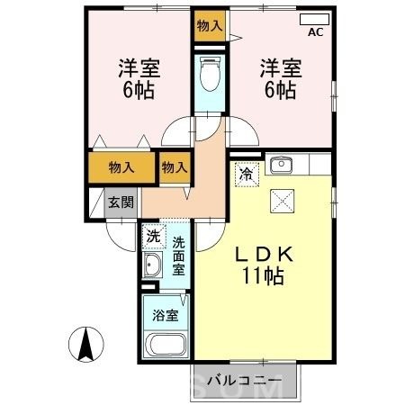 拡大写真:フローラ 1階102の間取り