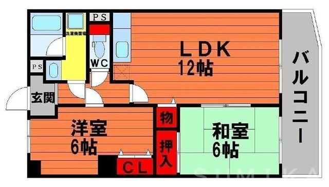 拡大写真:アリベ国富 2階202の間取り