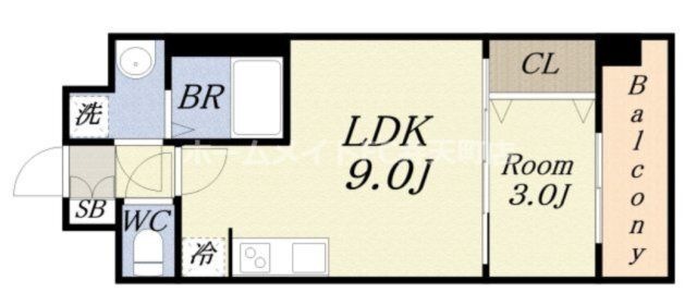 拡大写真:スプランディッド弁天町WEST 2階205の間取り