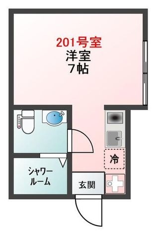 拡大写真:Glanz南馬込 2階201の間取り