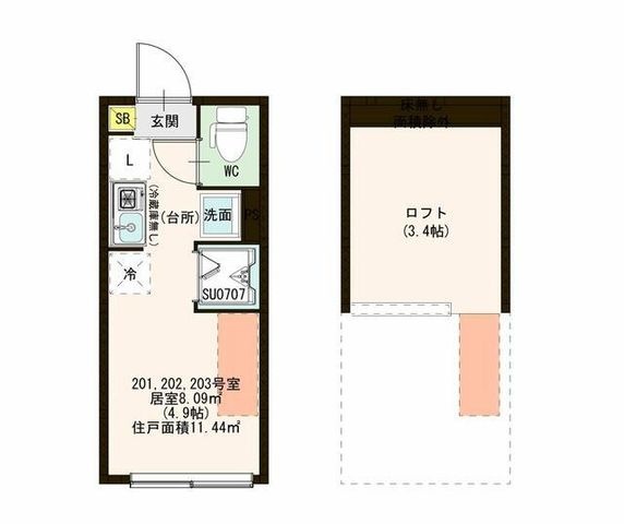 拡大写真:練馬区春日町4丁目 2階201の間取り