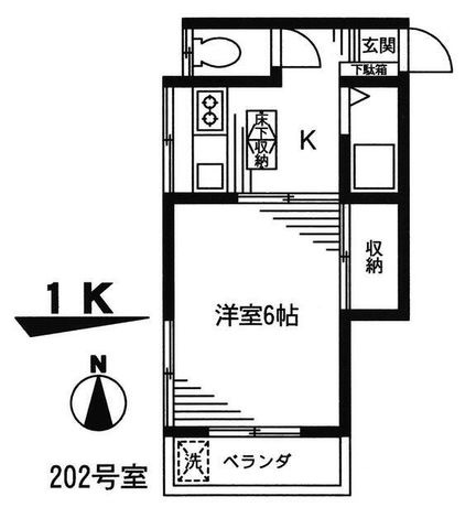 拡大写真:西荘 2階202の間取り