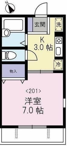 拡大写真:横浜市港北区日吉5丁目 2階201の間取り