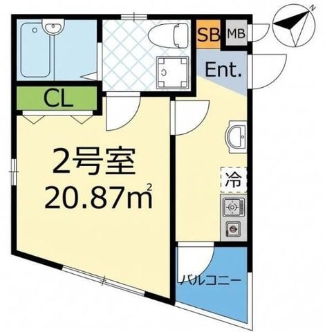 拡大写真:横浜市神奈川区大口通 2階202の間取り