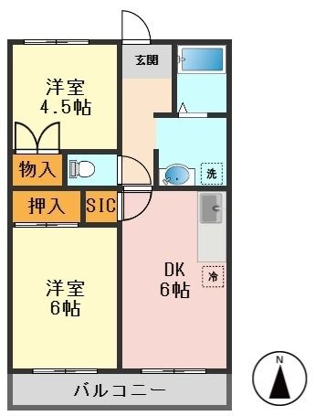 拡大写真:アロー一之江48番館 1階102の間取り