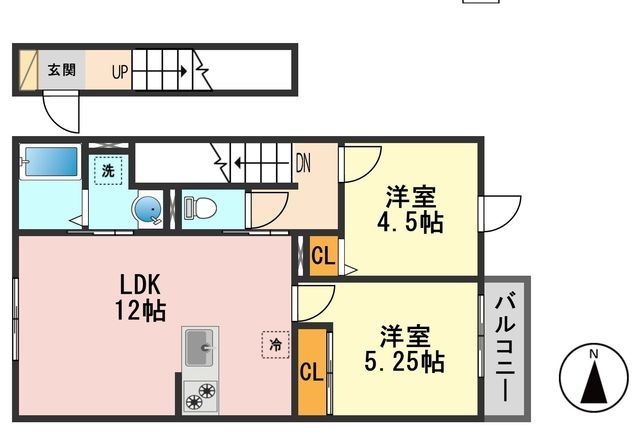 拡大写真:カームカモミール 2階203の間取り