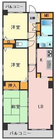拡大写真:ドエル住吉 4階401の間取り