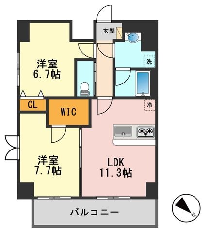 拡大写真：KDXレジデンス瑞江　 2階201の間取り