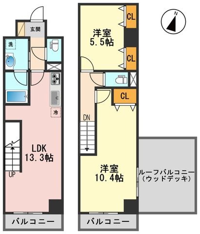 拡大写真:ハーモニーヒルズ瑞江 4階402の間取り
