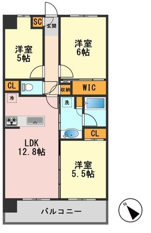 拡大写真:Nstage船堀 3階302の間取り