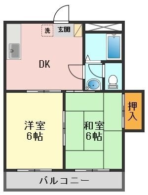 拡大写真:エミール三田 2階202の間取り