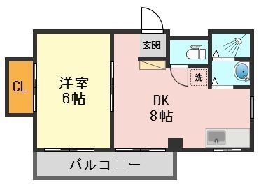 拡大写真:ハイネス成輪 4階402の間取り