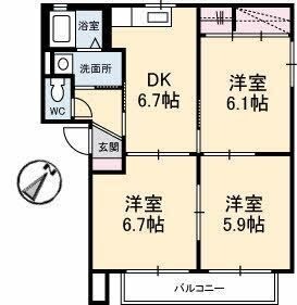 拡大写真：クリスタルシティー’Ｋ 2階202の間取り