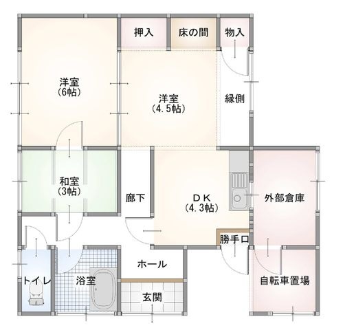 拡大写真:宇部市幸町 1階1の間取り