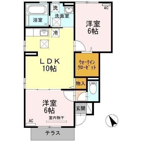 拡大写真：カントリーヒルズ東岐波 1階102の間取り
