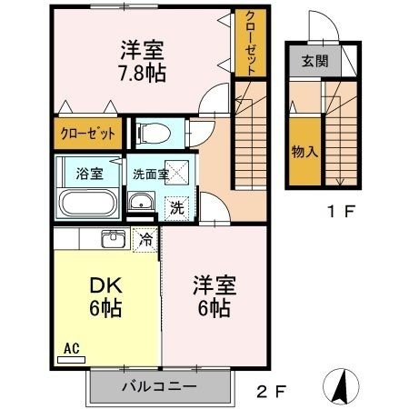 拡大写真:エミネンス上野中 2階203の間取り