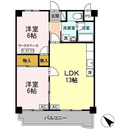 拡大写真：マンション　杏明館 3階314の間取り