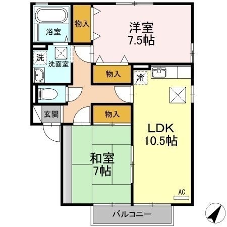 拡大写真：グリーンヒル 1階102の間取り