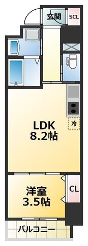 拡大写真:ファーストフィオーレ新大阪グランデ 4階402の間取り