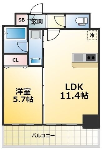 拡大写真:ORSUS新大阪 旧プレジオ新大阪ROUGE 7階705の間取り