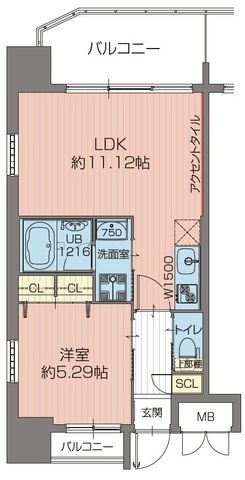 拡大写真:プレジオ吹田 5階501の間取り