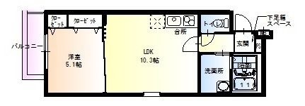拡大写真：フジパレス豊里3番館 1階103の間取り