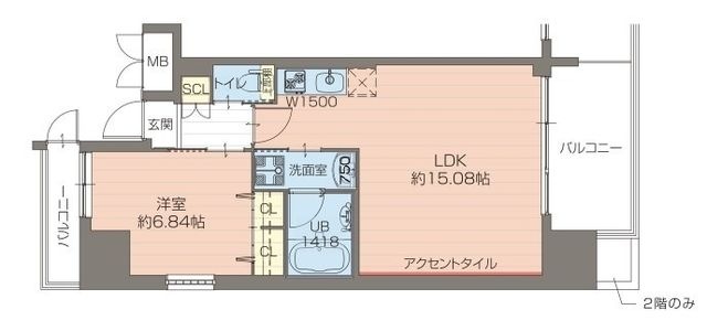 拡大写真:プレジオ江坂ROUGE 5階502の間取り