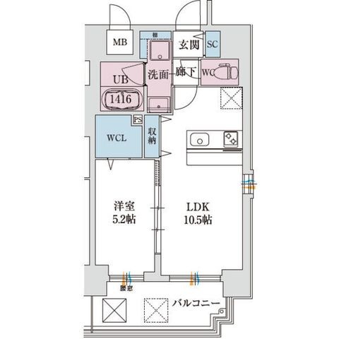 拡大写真:スプランディッド新大阪Ⅷ 4階405の間取り