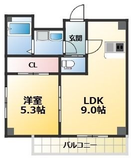 拡大写真:Scala Toyotsu 3階304の間取り