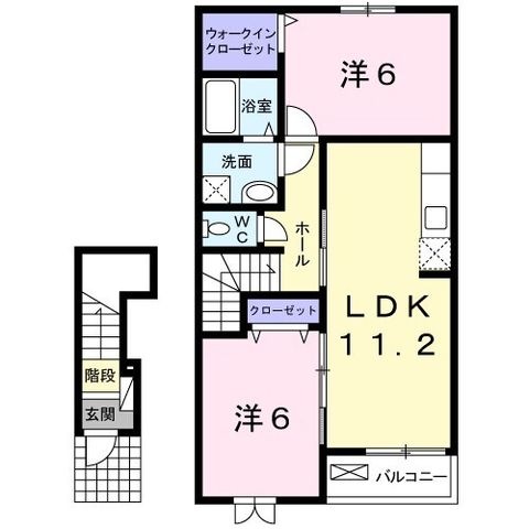拡大写真:ファミーユ・H1 2階203の間取り