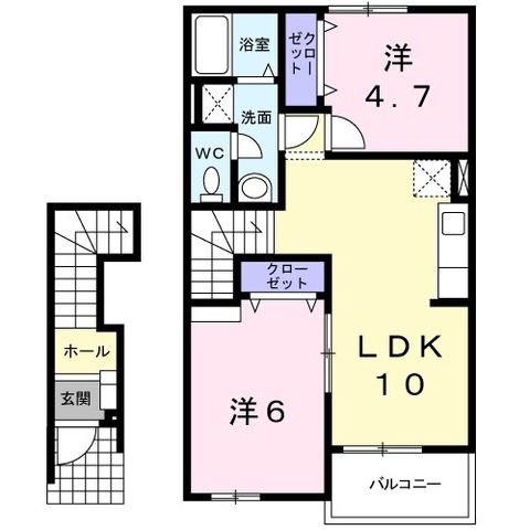 拡大写真:ファミーユ・K B 2階202の間取り
