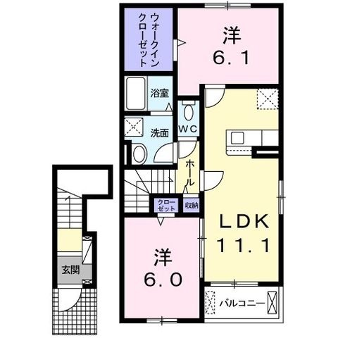 拡大写真:LUXOR II 2階203の間取り