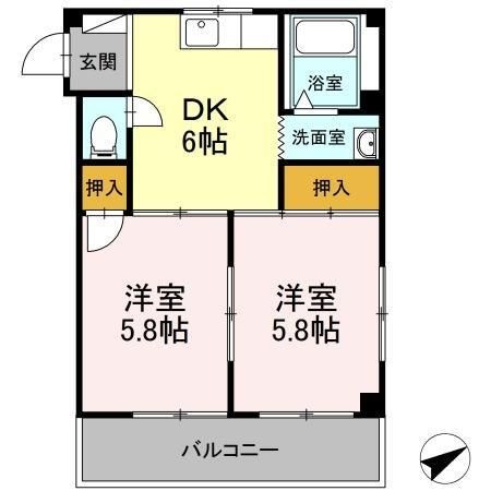 拡大写真:ハイツ東陽 3階305の間取り
