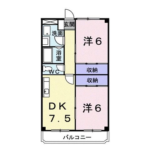 拡大写真:レジデンスマツバラ 2階201の間取り