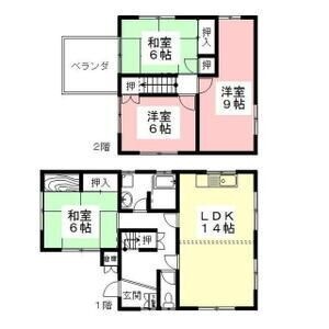 拡大写真：岩田貸家 1階1の間取り