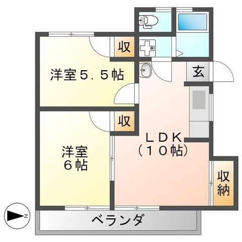 拡大写真:リブステージ岩崎 2階201の間取り