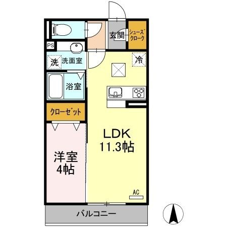 拡大写真:パーチェGINANⅢ 1階106の間取り