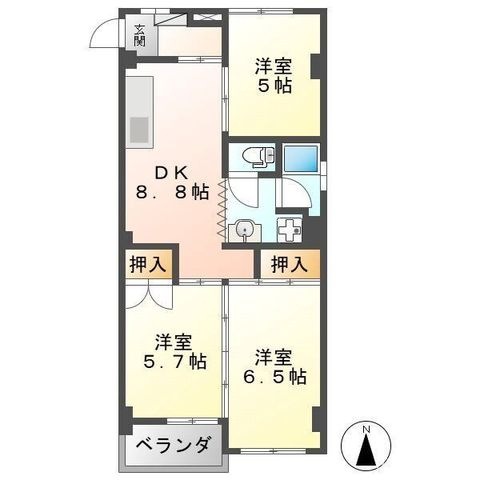拡大写真:コーポ菊川 4階505の間取り