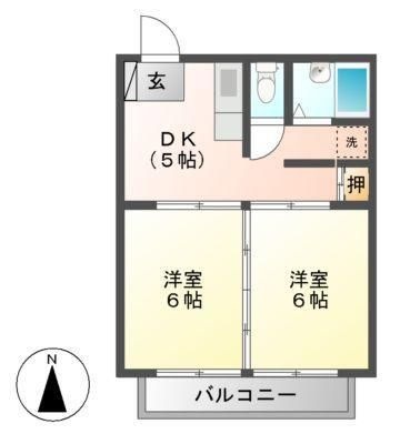 拡大写真：エーデルハイムⅠ 2階203の間取り