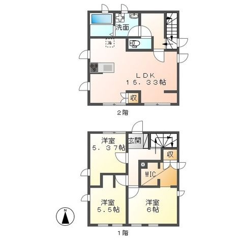 拡大写真:三井北町3丁目戸建 1階1の間取り