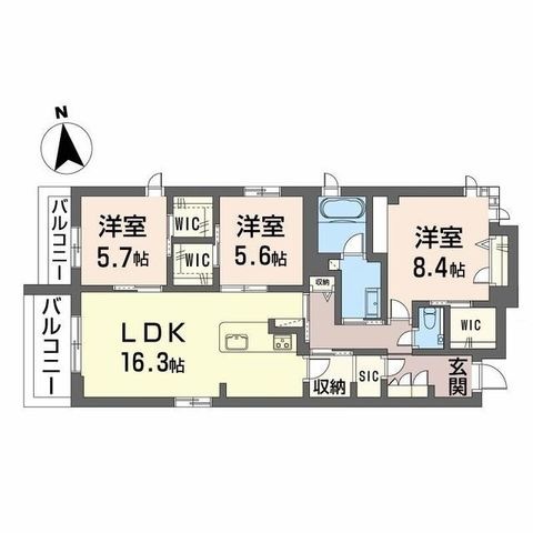 拡大写真:シャーメゾン夕陽丘 4階401の間取り