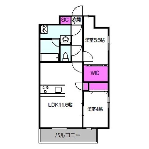 拡大写真:スプランディッドあびこ駅前DUE 2階201の間取り