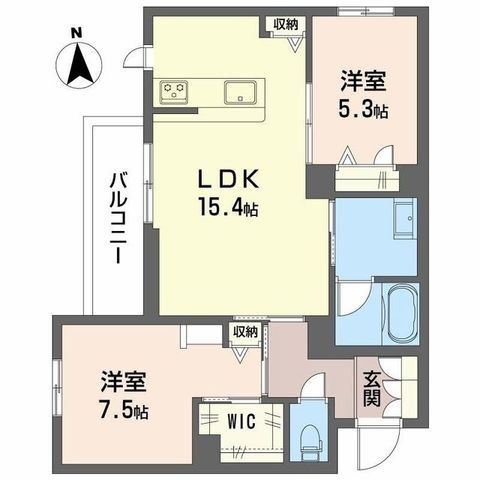 拡大写真:メゾンブランカあびこ南 2階205の間取り